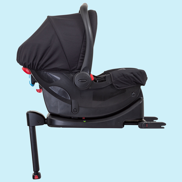 Side view of Graco IsoFamily i-Size ISOFIX car seat base with Graco SnugEssentials car seat